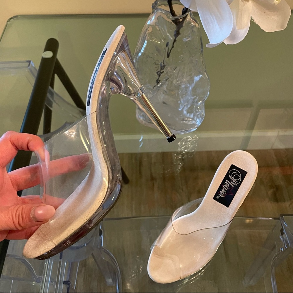 Pleaser 4.75 inch clear heels - Size 8